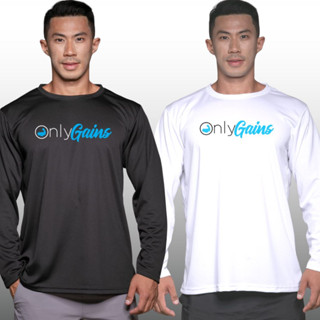 ONLY GAINS เสื้อแขนยาวนักกล้าม  Men’s Bodybuilding Long Sleeve Athletic Gym Shirt