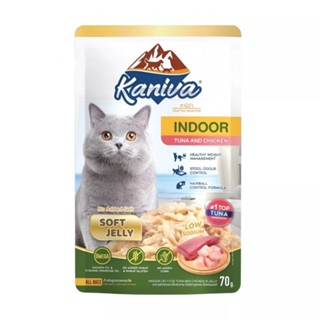 kaniva อาหารเปียก สีเขียว 1 โหล indoor tuna and chicken soft jelly