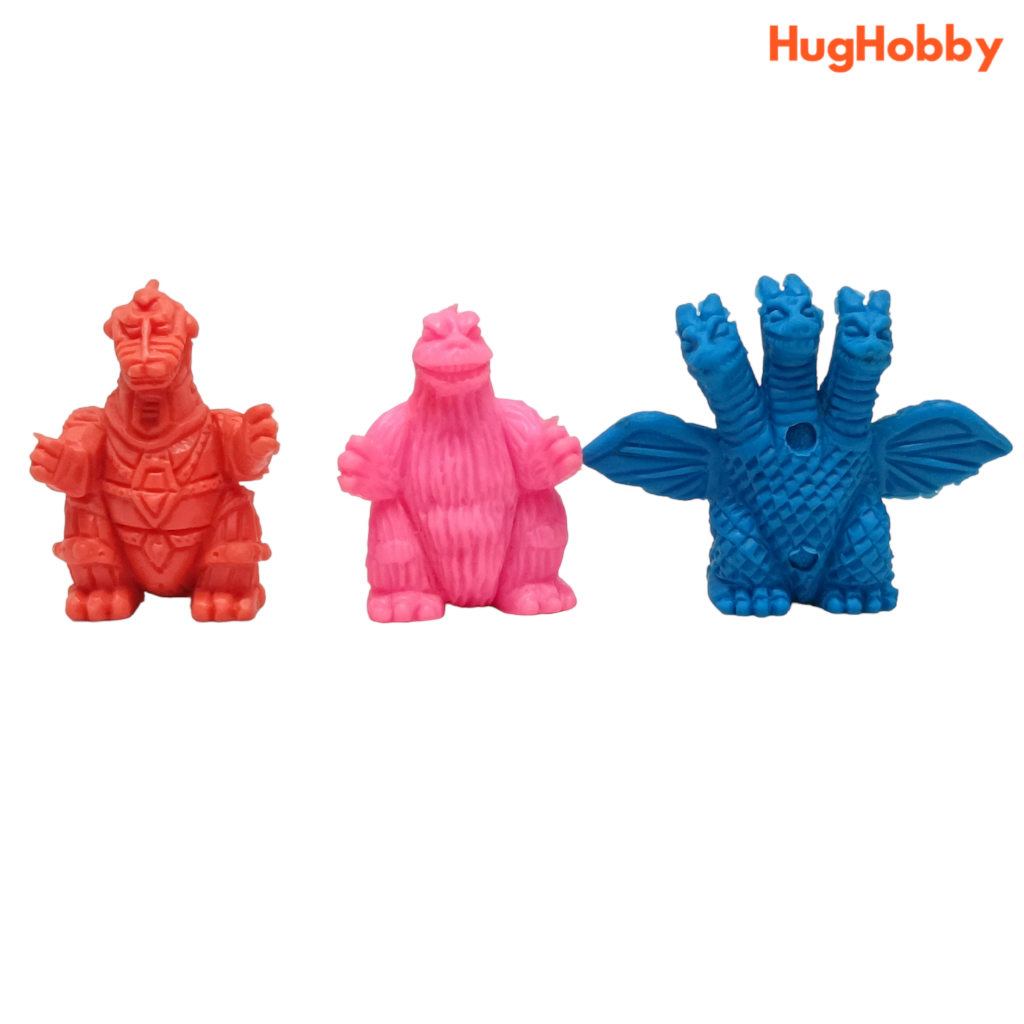 [Set of 3] Vintage 80s Popy Kaiju Mini Godzilla / Mechagodzilla / King Ghidorah Keshigomu Eraser Fig