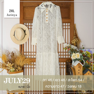 JULY29 - ป้าย Jarinya - เดรสเชิ้ตยาว สีขาว ลูกไม้ทั้งตัว