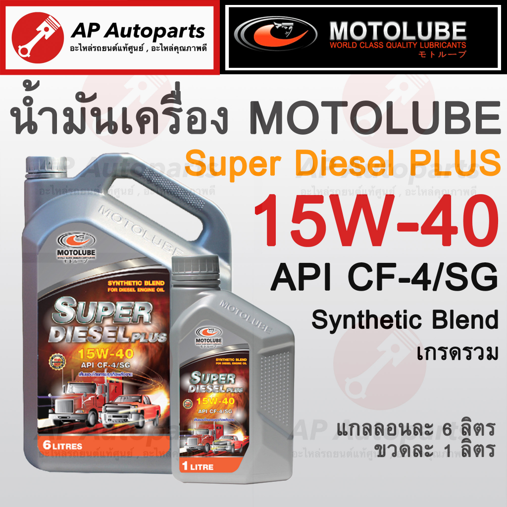 พร้อมส่ง !! MOTOLUBE น้ำมันเครื่องดีเซล 15W-40 Super Diesel Plus Synthetic Blend สำหรับ รถยนต์ดีเซล