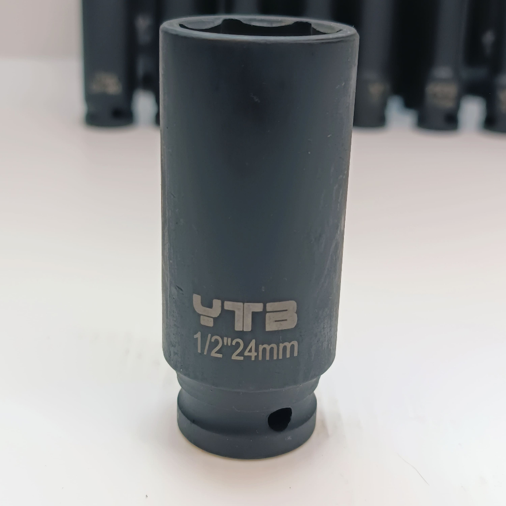 ลูกบล็อกยาว บล็อกลม 1/2"(4หุน) เบอร์ 24 มม. สำหรับ บล็อกลม บล็อกแบต บล็อกไฟฟ้า (IMPACT SOCKET)