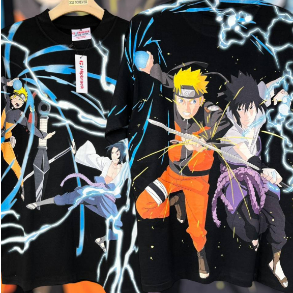 เสื้อยืดลายอนิเมะ NARUTO VS SASUKE OVP BOOTLEG THAILAND FANMADE Hiptrack Size L