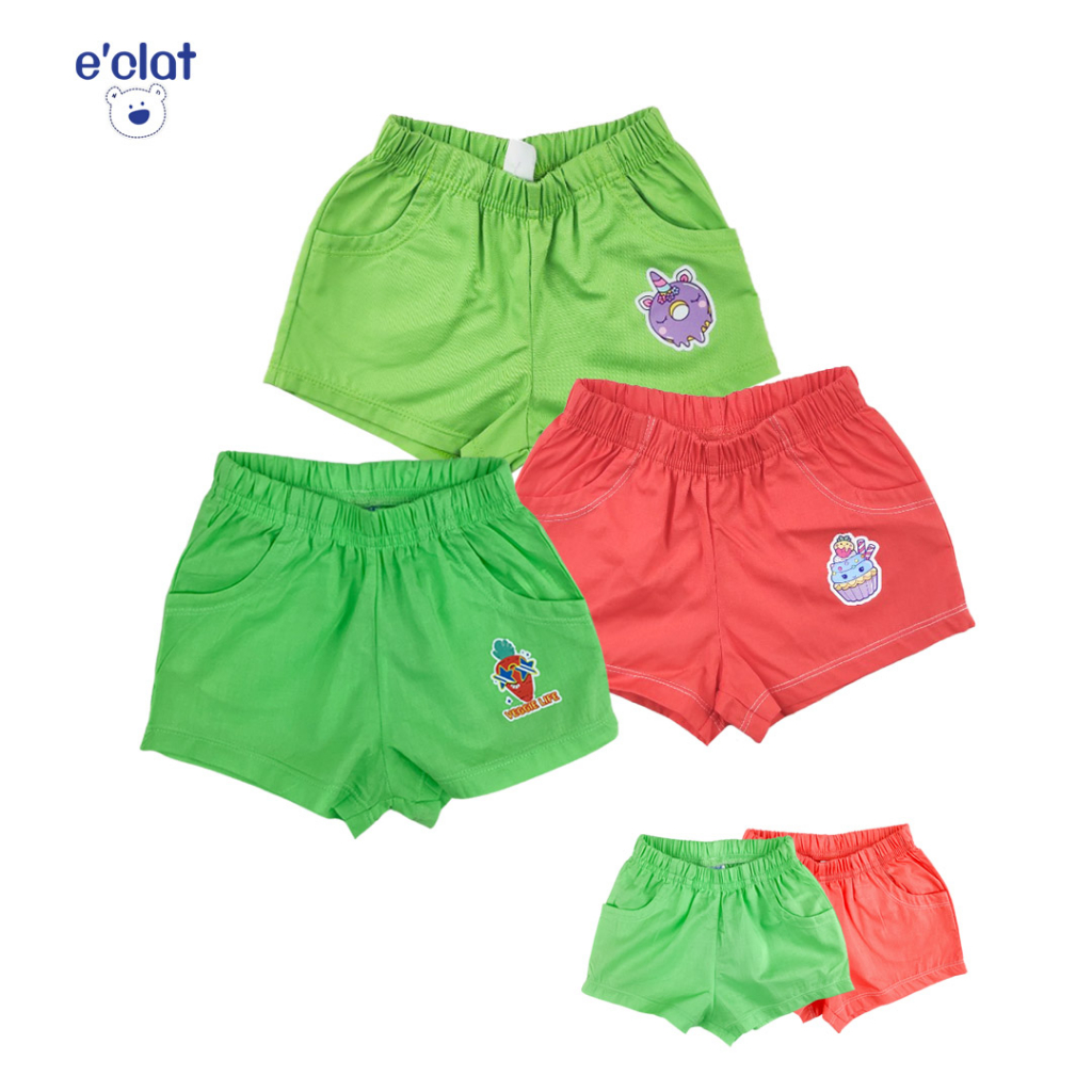 E'clat กางเกงขาสั้น เอวยางยืด มีกระเป๋า 2ข้าง ผ้าไม่หนา ใส่สบาย(สีเขียวจะบางกว่าปกติ) sku:6644