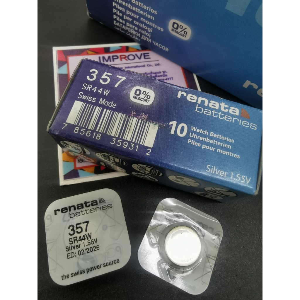 RENATA SR44 /357-303 /SR1154SW /1.55V (10ก้อน) ยกกล่อง EXP.05-28