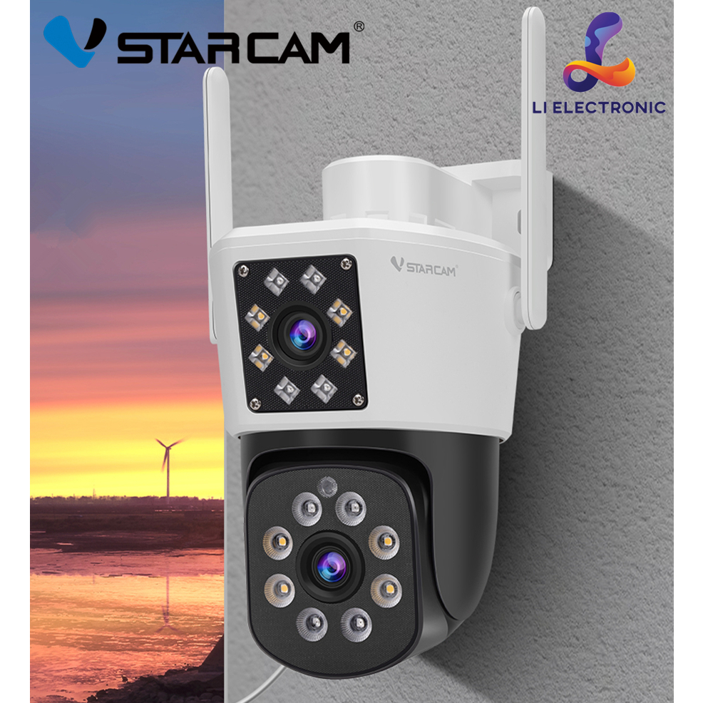 Vstarcam C662DR (เลนส์คู่) ความละเอียด 2.0 MP (1296P) กล้องวงจรปิดไร้สาย ภาพสี มีAI+ คนตรวจจับสัญญาณ