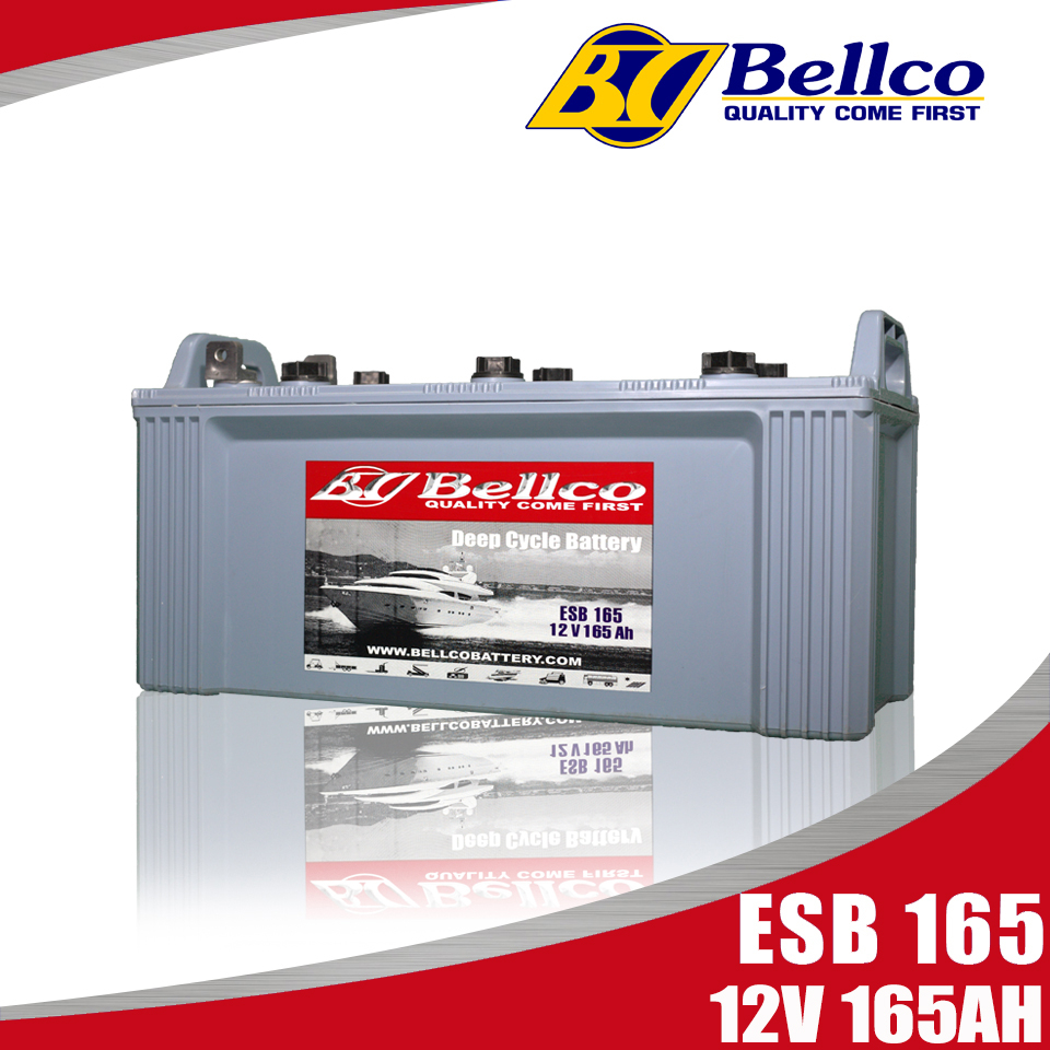 แบตเตอรี่โซล่าเซลล์ แบตเตอรี่ ESB165 12V 165AH Bellco Battery Deep Cycle ชนิดน้ำ
