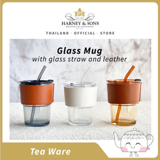 [Tea Ware] Glass Mug แก้วพร้อมหลอดแก้ว และปลอกหนัง