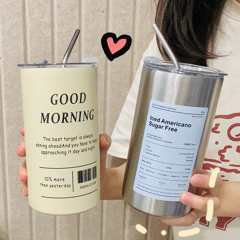 แก้วเก็บความเย็น เก็บความร้อน สแตนเลสแท้ กาแฟ กระบอกน้ำ แก้วน้ำเก็บอุณหภูมิ เก็บเย็น-ร้อนได้นาน สแตนเลส 600ml/350ml