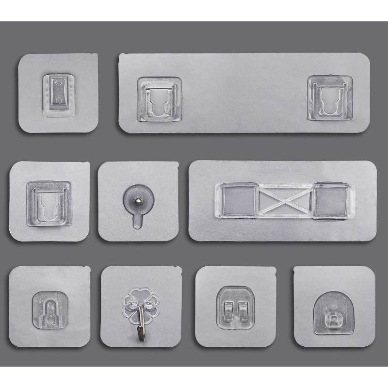 🌲ความหลากหลายของหัวเข็มขัดสติกเกอร์ใสหัวเข็มขัดพลาสติกสติกเกอร์ติดผนังไร้รอยต่อวางสติกเกอร์ติดผนังโปร่งใสที่แข็งแกร่ง1PC