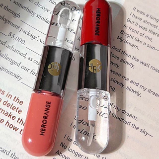 M344 Herorange ลิปสติก ลิปกลอส แบบสองหัว เคลือบน้ำ ใส กันน้ำ ติดทนนาน ชุ่มชื้น