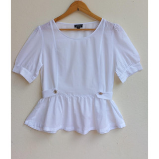 TOPSHOP x cotton ขาวสะอาด ด้านหลังสม้อค ❌ตำหนิ ผ้าสะกิดด้านหน้า size EUR 40 อก 40 ยาว 23 Code: 1100(7)