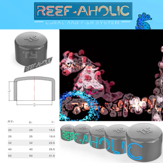 Reef-Aholic TY ฝาครอบ U PVC สำหรับปิดปลายท่อน้ำ 20-50 มม มาตรฐาน DIN มีสีขาวและเทา เอาตามสะดวก Cap