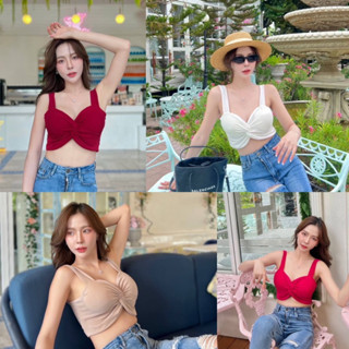 🔥New🔥เสื้อสายเดี่ยว ดีเทลบิดหน้า🥰 น่ารักมากค่าา มี8สีให้เลือกเลย🥰♥️