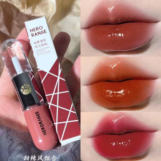 M344 Herorange ลิปสติก ลิปกลอส แบบสองหัว เคลือบน้ํา ใส กันน้ํา ติดทนนาน ชุ่มชื้น