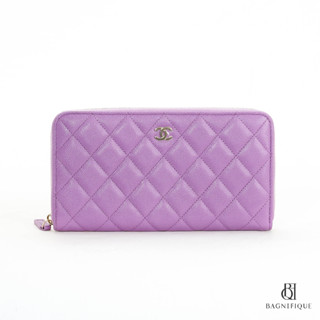 CHANEL ZIPPY WALLET LONG PURPLE CAVIAR GHW