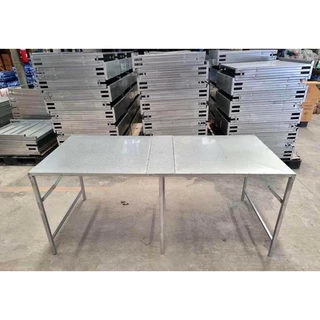 โต๊ะพับซิงค์ ปูหน้าเมทัลชีท ขาไม่ชุบสี75x177x75 ,75x150x72 , 75x200x75.