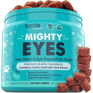 Mighty Eyes Tear Stain &amp; Eye Support อาหารเสริมสุนัข บำรุงดวงตา สายตา และลดคราบน้ำตา เกรดพรีเมี่ยม [120 เม็ดขนม]