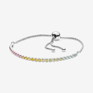 ⭐️(พร้อมส่ง)สร้อยข้อมือรูดสีรุ้ง Pandora​ Rainbow Sparkling Slider Bracelet ของเเท้100%