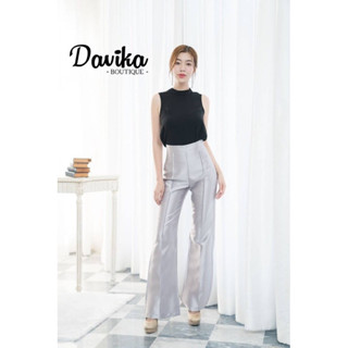 ✨DAVIKA BRAND✨ชุดเซ็ต เสื้อแขนกุดสีดำ คู่กับขายาวสีบลอนซ์เงินเอวสูง สวย หรู ดูแพง ที่สุด