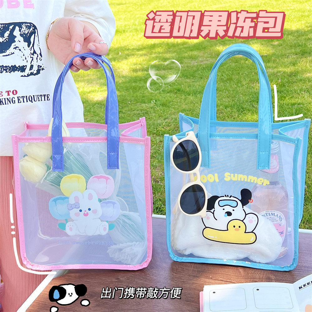 พร้อมส่ง 🇹🇭  กระเป๋าถือผ้าตาข่ายแบบใสลายการ์ตูน น่ารัก กระเป๋า PVC พิมพ์ลายการ์ตูน