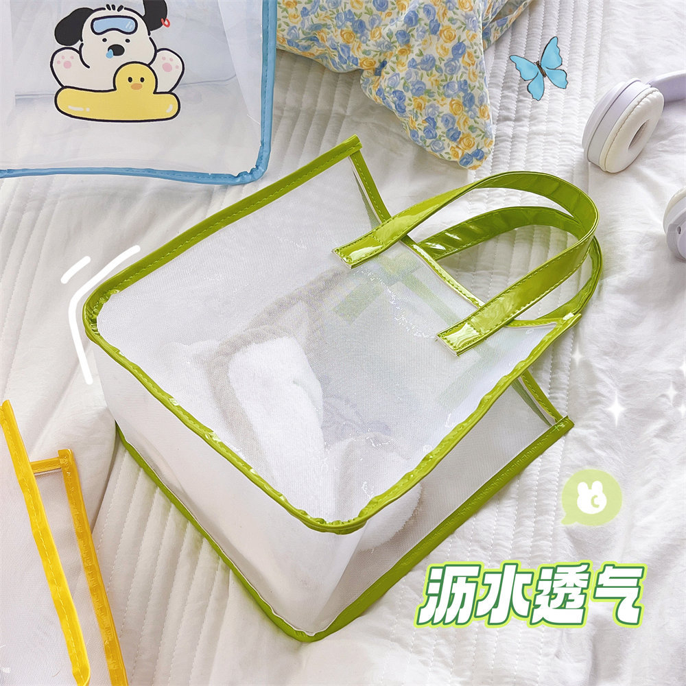 พร้อมส่ง 🇹🇭  กระเป๋าถือผ้าตาข่ายแบบใสลายการ์ตูน น่ารัก กระเป๋า PVC พิมพ์ลายการ์ตูน