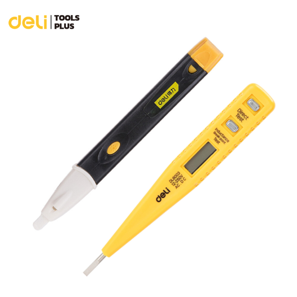Deli ปากกาวัดไฟ ปากกาเช็คไฟ ทดสอบไฟรั่ว ปากกาทดสอบไฟฟ้า มีเสียงแจ้งเตือน แถมถ่านฟรี Voltage Tester