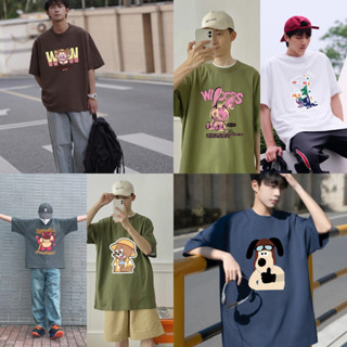 MCZA2 เสื้อยืดแขนสั้นผู้ชาย สกรีนลายการ์ตูนน่ารักๆ เสื้อลำลองสุดเท่ เนื้อผ้านุ่มบางเบา อก42+ พร้อมส่ง 6สี