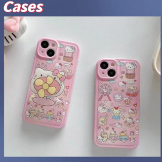 คูปองเคลม🎀คสไอโ case for iphone 11 12 น่ารักHelloKitty ตัวยึดพัดลมขนาดเล็ก เคส 14 13 12 11 pro max เคสมือถือกันกระแทก