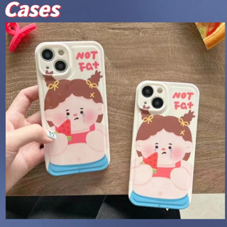 คูปองเคลม🎀เคสไอโ case for iphone 11 12 สาวอ้วนน่ารักตลกกินแตงโม เคส 14 13 12 11 pro max เคสโทรศัพท์มือถือที่สร้างสรรค์