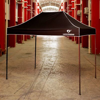LUCKYFRIEND เต็นท์พับได้ ขนาด 2x2/2x3/3x3 เมตร รุ่นโครงหนา (สีดำ) + ผ้าใบหนา 700D 9สี) เต็นท์พับ เต็