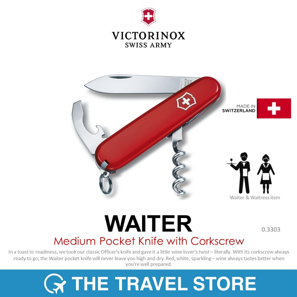 VICTORINOX Waiter Medium Pocket Knife with Corkscrew 0.3303 | มีดพับ มีดพก มีดสวิสฯ