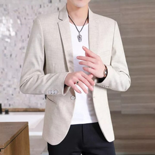 เสื้อสูท ลำลอง สไตล์เกาหลี สำหรับผู้ชาย เข้ารูป สีพื้น เข้ากับทุกการแต่งกาย ผ้าใส่สบาย
