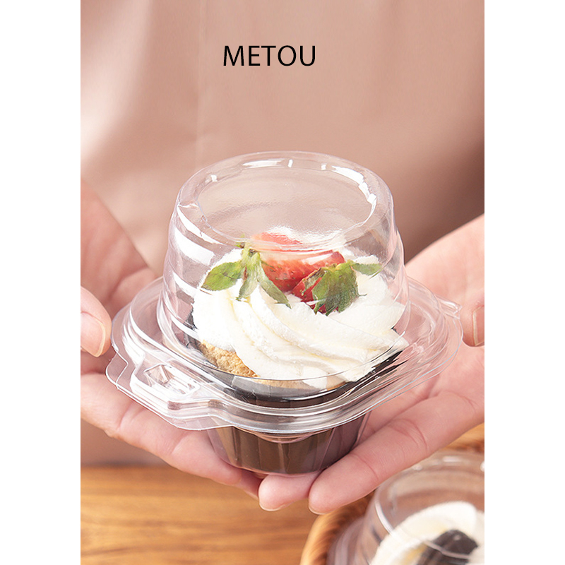 กล่องบรรจุภัณฑ์คัพเค้กมัฟฟินแบบใช้แล้วทิ้งพลาสติกใสถาดทาร์ตเดี่ยวทาร์ตเค้กกล่องบรรจุภัณฑ์-(50 pcs per pack)