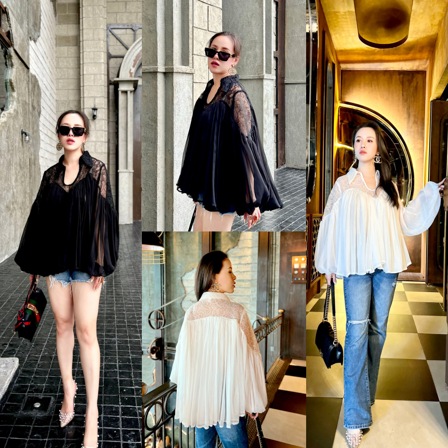 Lynlalin เสื้อลูกไม้แต่งระบาย งานชิฟฟ่อนใยไหม หรูหราระดับไฮเอนด์ ใส่ออกงานได้ รุ่น Finale