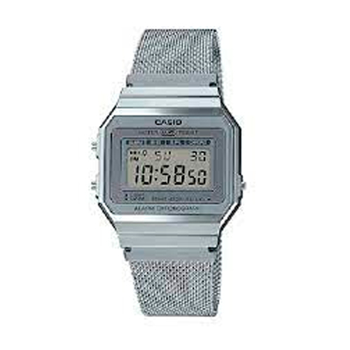 Casio Standard นาฬิกาข้อมือ สายถักสแตนเลส สีเงิน รุ่น A700,A700WM,A700WM-7A,A700WM-7ADF