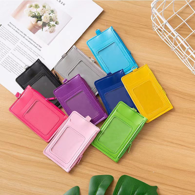 ที่ใส่บัตรประชาชนเชือกเส้นเล็กมีซิปกันน้ำหนาบัตรทำงานพนักงานปลอกหนังป้ายที่กำหนดเองวิทยาเขตนักเรียนโรงเรียนบัตรโปร่งใสสอ