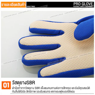 LANCAMP ถุงมือผู้รักษาประตูฟุตบอล เต็มนิ้ว Goalkeeper Glove