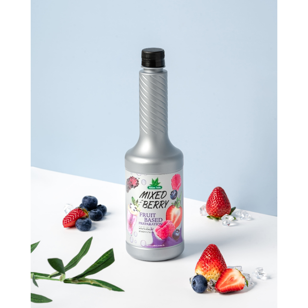 Nature Taste Mixed Berry Puree น้ำผลไม้เข้มข้นฟรุตเบสพรีเพอเรชั่น เพียวเร่ รสมิกซ์เบอร์รี่ ตราเนเจอร์เทส ขนาด 750 ml.