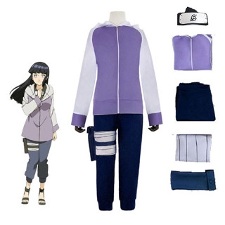 อะนิเมะเด็กผู้ใหญ่ Hyuga Hinata Shippuden นางแบบแจ็คเก็ตกางเกงขายาวคาดศีรษะคอสเพลย์เครื่องแต่งกายฮาโลวีนผู้หญิง