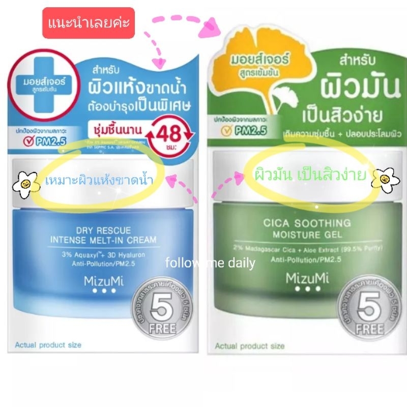 Mizumi Cica , Dry Rescue สำหรับผิวมัน และผิวแห้ง 45ml. Mizumi cica soothing moisture / Dry Rescue In
