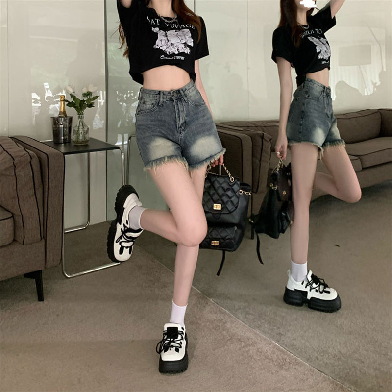 กางเกงยีนส์ผู้หญิงขาสั้น กางเกงยีนส์แต่งปลายขาดขาสั้น366 - รูปที่ 4