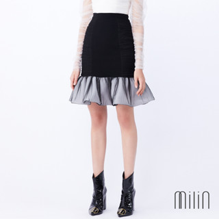 [MILIN] Round About Draping tulle overlay Fitted high waist skirt กระโปรงเอวสูงผ้าตาข่ายชายระบาย 27