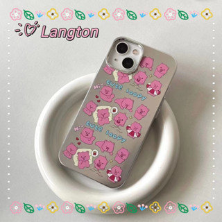 🌈Langton🌸ป้องกันการหล่น ขอบเต็ม iphone 11 14 pro max การ์ตูน หมีน้อย เงิน หวานสวย เล็กและสด case for iPhone 12 13