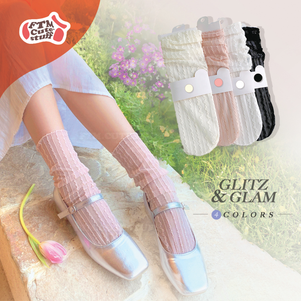 ( พร้อมส่งจ้า ) ถุงเท้าซีทรู รุ่น Juliet ถุงเท้าซีทรูลูกไม้ พร้อมส่ง 4 สี