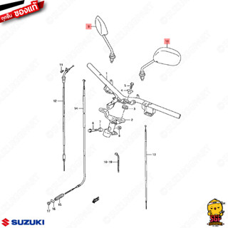 กระจกมองหลัง MIRROR ASSY, REAR VIEW แท้ Suzuki Smash 110 โฉมแรก