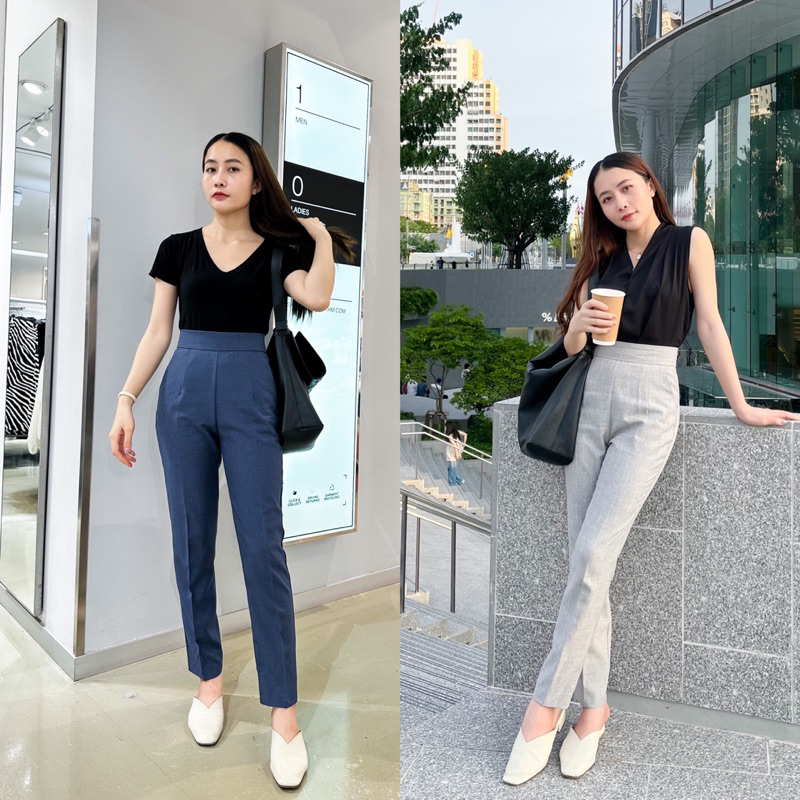 New กางเกงขายาว ดีเทลซิปหลัง ทรงบอยสลิม 10 ส่วน ผ้าโซดา ผ้าไม่ยืดเเนะนำให้เผื่อไซส์ มีหลายสีให้เลือก