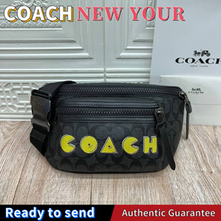 พร้อมส่ง🌟แท้ 💯%Coach กระเป๋าคาดเข็มขัดสไตล์ Iconic Logo Pattern กระเป๋าคาดอก (ชายหญิงก็ใช้ได้) F72924