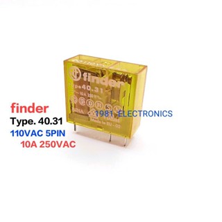 RELAY 110VAC FINDER Type. 40.31 รีเลย์ 1 CONTACT 5ขา ทนกระแส 10A 250VAC