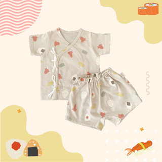 Tiny Nest Basic Set เซ็ทเสื้อผูกหน้าแขนสั้น &amp; กางเกงขาสั้น เด็กอ่อน แรกเกิด ขนาด 0-3 เดือน